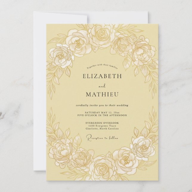 Buttercream Rose Wedding Invitation (Front)