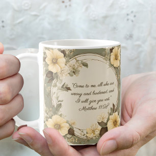 Buttercream Sage Mocha Floral Customisable Coffee Mug