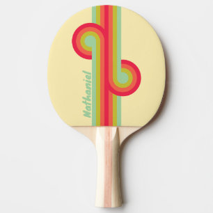 Buttercream Whisper Stripe Loop with Name Ping Pong Paddle