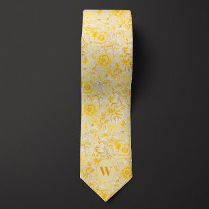 Buttercream Yellow Botanical Pattern Tie