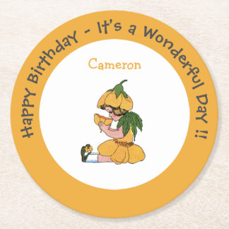 Buttercup Child Whimsical Flower Party Collection Round Paper Coaster