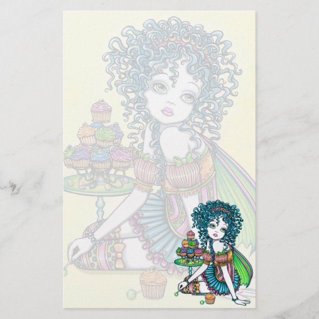 "Buttercup" Cup Cake Fairy Art Stationery (Front)