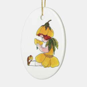 Buttercup Flower Child Funny Cute Little Girl Ceramic Tree Decoration