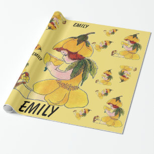 Buttercup Flower Child Funny Cute Little Girl Wrapping Paper