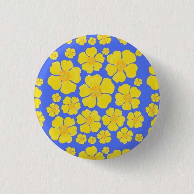 Buttercup Flowers Design on 3 Cm Round Badge (Front)