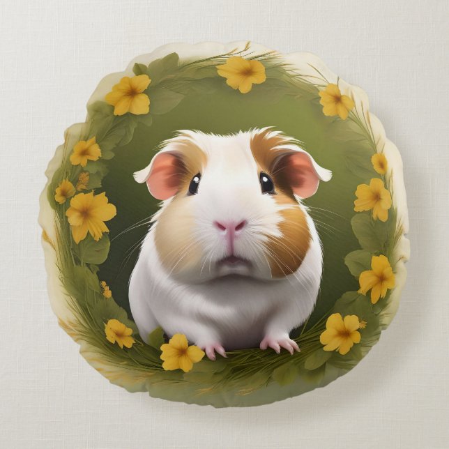Buttercup Guinea Pig, Round Cushion (Front)