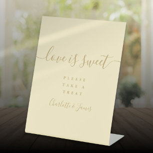 Buttercup Yellow and Gold Love Is Sweet Favour Pedestal Sign