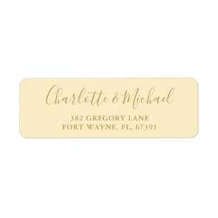 Buttercup Yellow And Gold Script Return Address