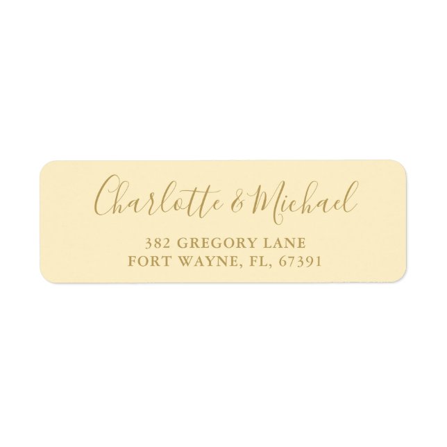 Buttercup Yellow And Gold Script Return Address (Front)