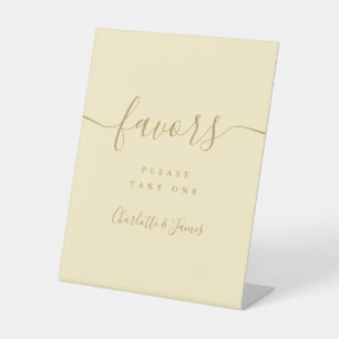 Buttercup Yellow And Gold Wedding Favours Table Pedestal Sign