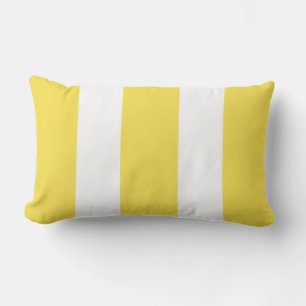 Buttercup Yellow and White Cabana Stripes Outdoor Lumbar Cushion