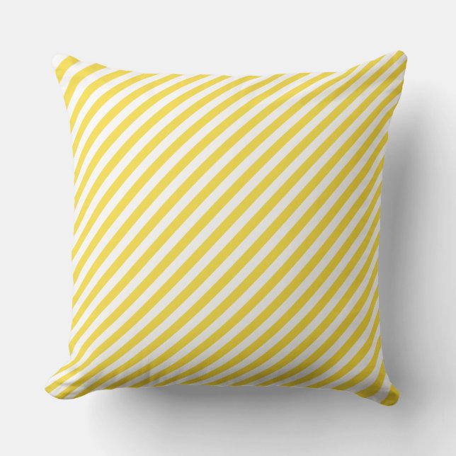 Buttercup Yellow Diagonal Stripe Cushion (Front)