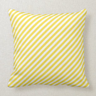 Buttercup Yellow Diagonal Stripe Cushion