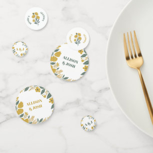 Buttercup Yellow Floral Modern Wedding Confetti