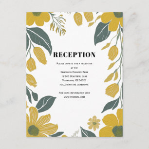 Buttercup Yellow Floral Wedding Reception Enclosure Card