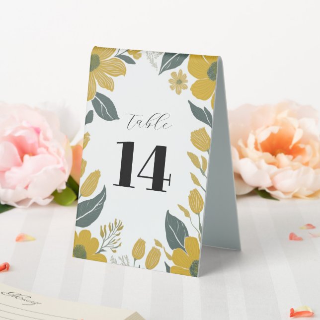 Buttercup Yellow Gold Table Number Wedding (In SItu (Wedding))