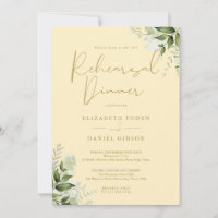 Buttercup Yellow Greenery Floral Rehearsal Dinner
