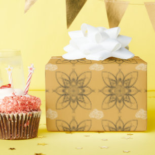 Buttercup yellow intricate floral wrapping paper