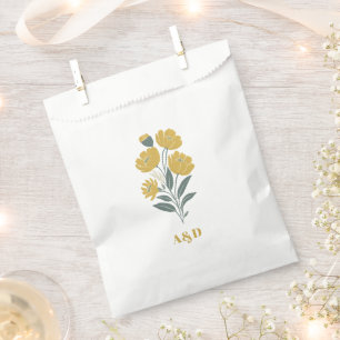 Buttercup Yellow Modern Floral Wedding Favour Bags