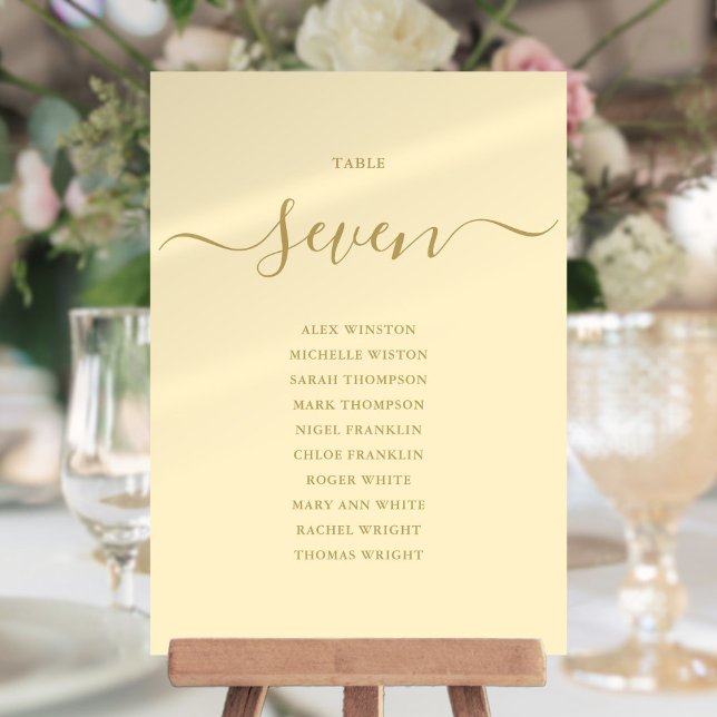 Buttercup Yellow Table Number Seating Chart (Buttercup Yellow Table Number Seating Chart)