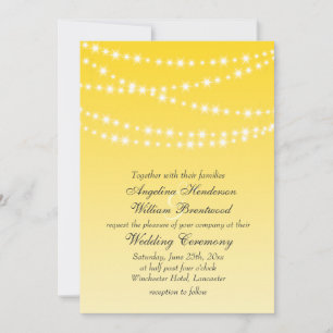 Buttercup Yellow Twinkle Lights Wedding Invitation
