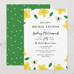 Buttercups & Bees - Floral Bridal Shower Invitation