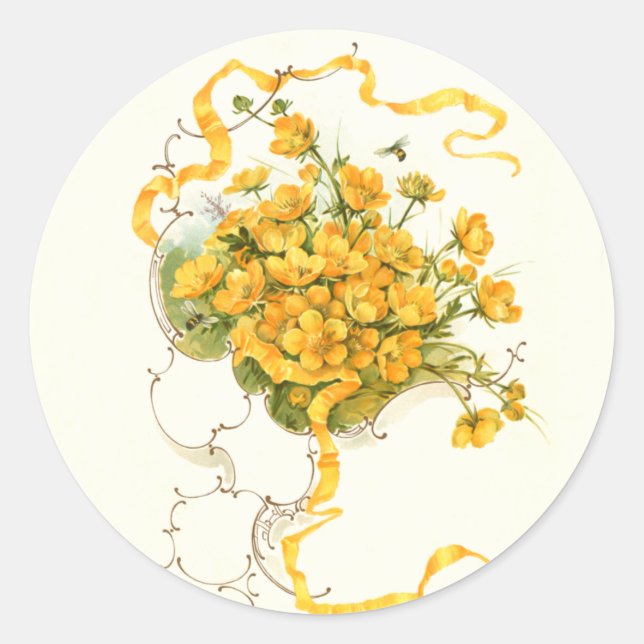 Buttercups  classic round sticker (Front)
