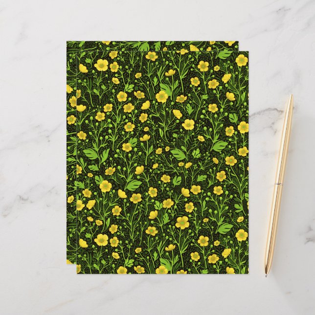 Buttercups on black (Front/Back In Situ)
