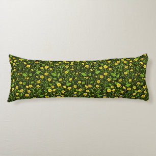 Buttercups on black body cushion