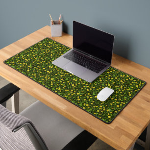 Buttercups on black desk mat