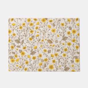 Buttercups on black doormat