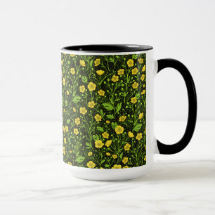 Buttercups on black mug
