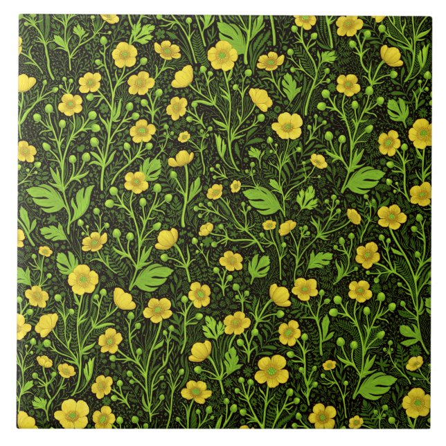 Buttercups on black tile (Front)
