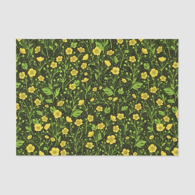 Buttercups on black tissue paper (Front)