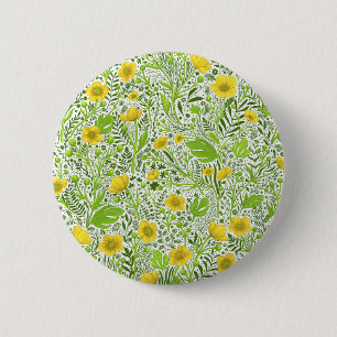 Buttercups on white 6 cm round badge