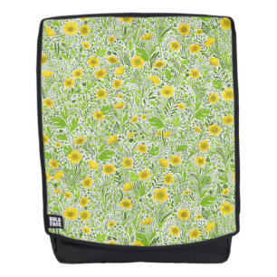 Buttercups on white backpack