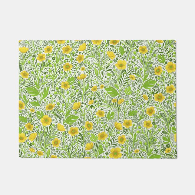 Buttercups on white doormat (Front)
