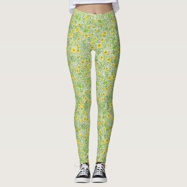 Buttercups on white leggings (Front)