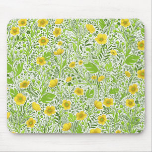 Buttercups on white mouse mat