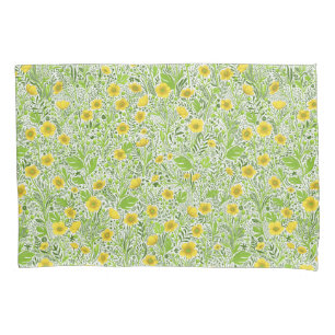 Buttercups on white pillowcase