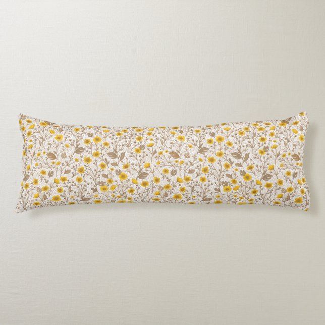 Buttercups, yellow and brown body cushion (Front)