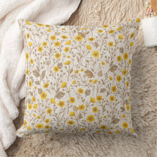 Buttercups, yellow and brown cushion