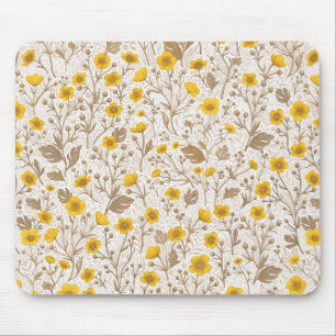 Buttercups, yellow and brown mouse mat