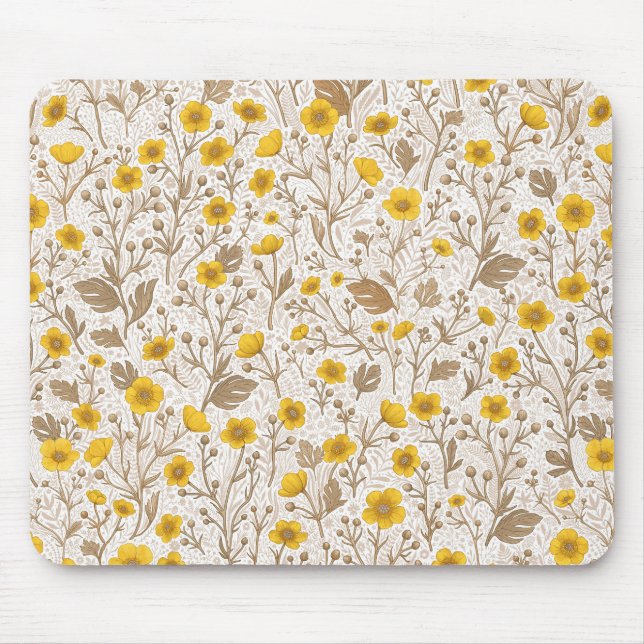 Buttercups, yellow and brown mouse mat (Front)