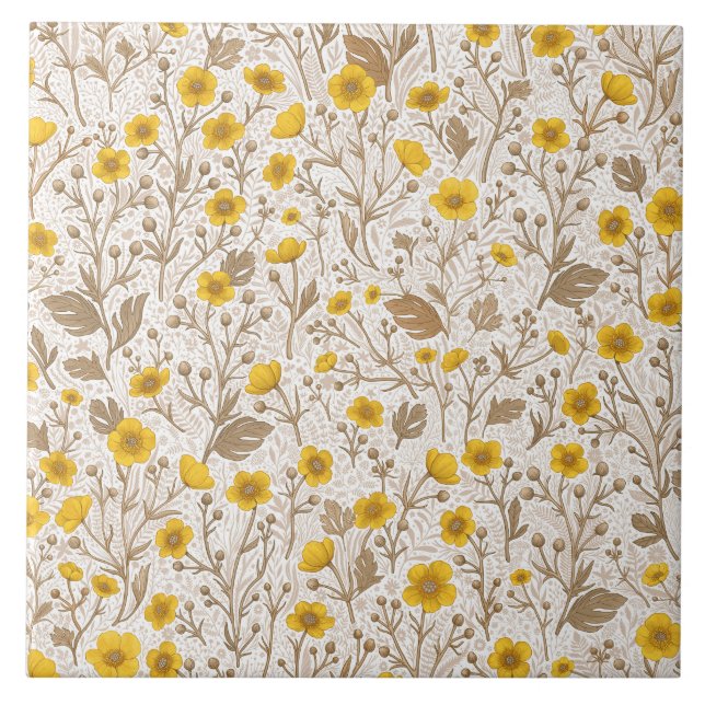Buttercups, yellow and brown tile (Front)