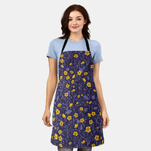 Buttercups, yellow and violet apron