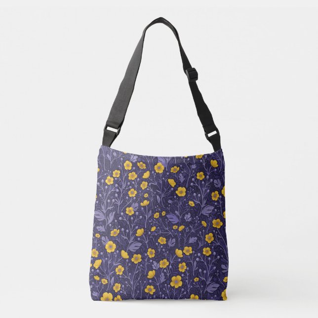 Buttercups, yellow and violet crossbody bag (Front)