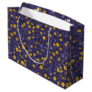 Buttercups, yellow and violet large gift bag