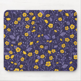 Buttercups, yellow and violet mouse mat