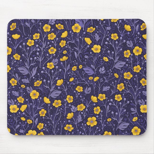 Buttercups, yellow and violet mouse mat (Front)